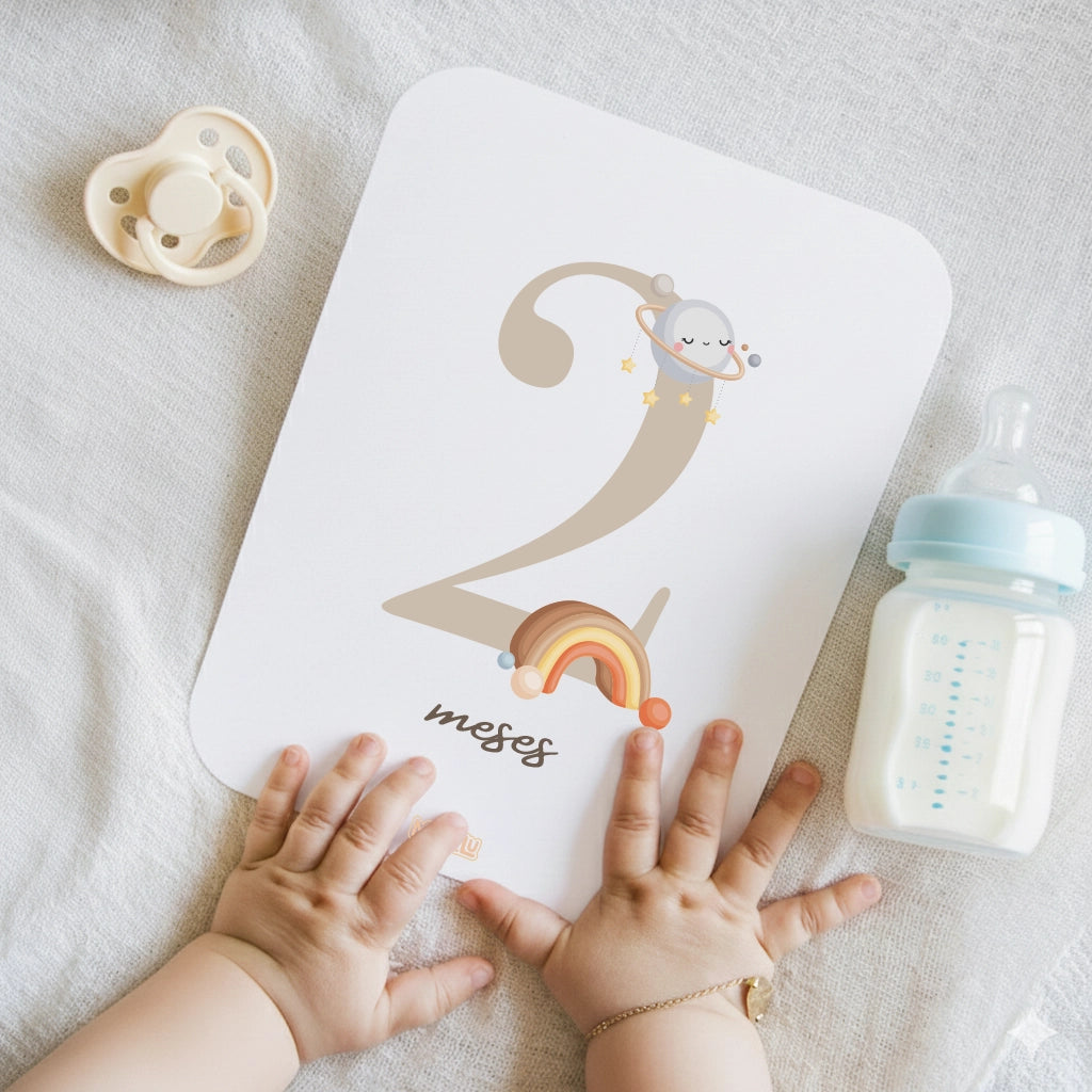 Set completo de tarjetas mes a mes y cumple meses bebé Momentos Mágicos
