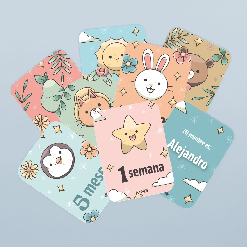 Tarjetas mes a mes bebé Sonrisas Mágicas para fotos mensuales