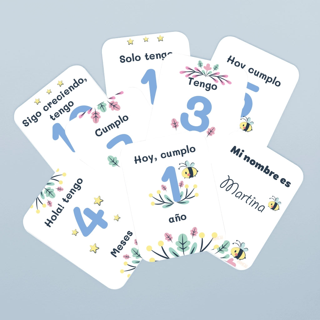 Tarjetas mes a mes bebé Jardín de recuerdos con estilo floral