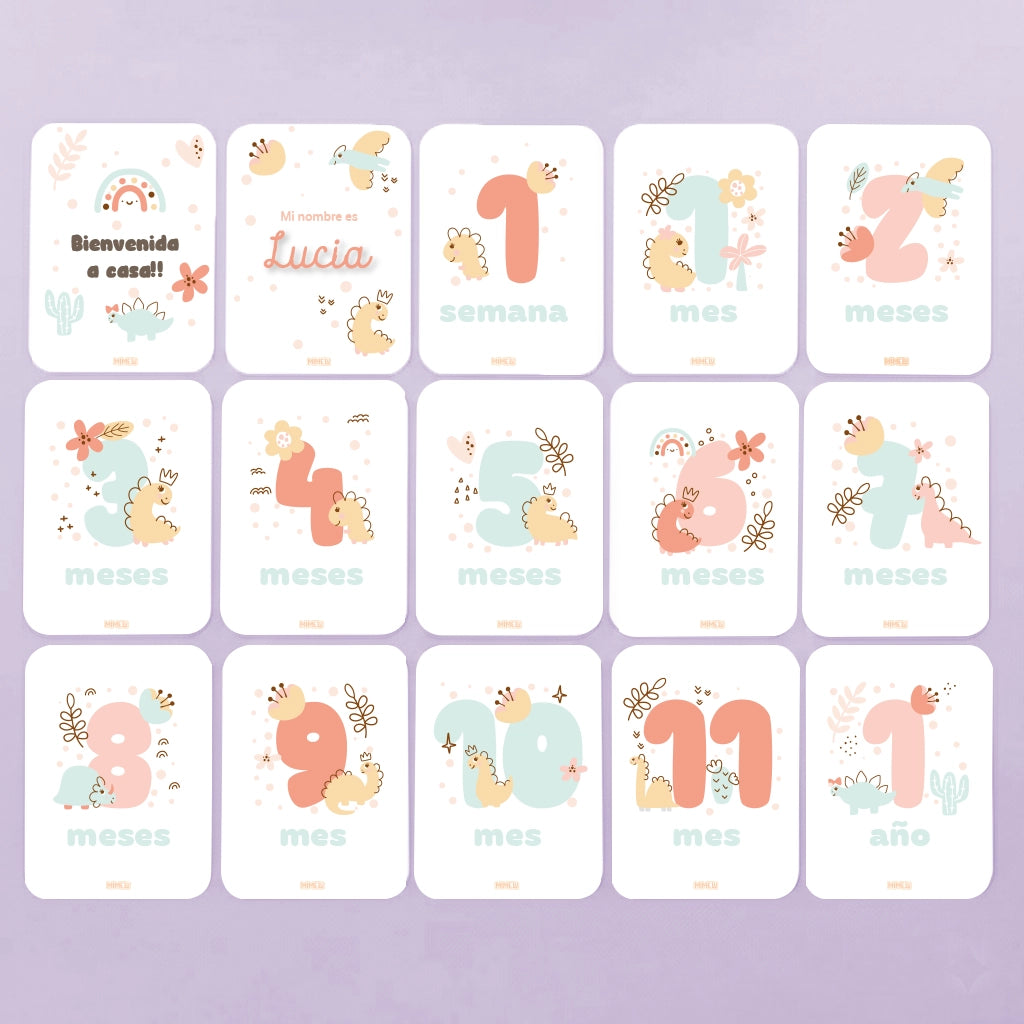 Tarjetas mes a mes - Peque Dino