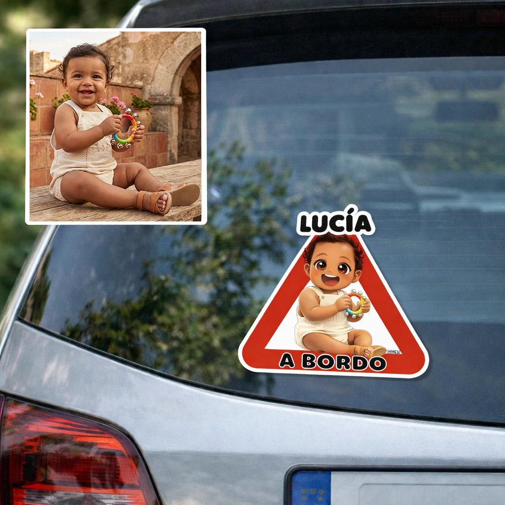 Pegatina Bebé a Bordo Personalizada – Ilustración desde Foto