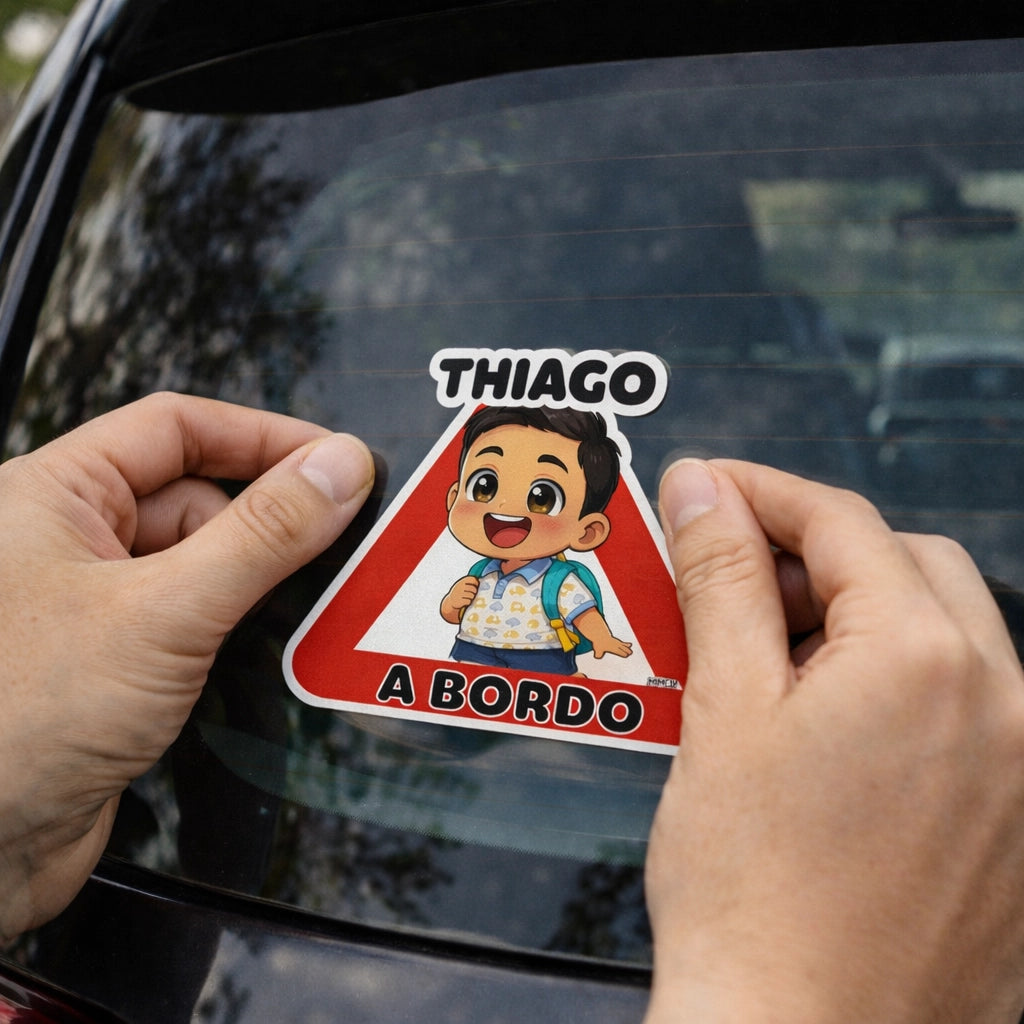 Pegatina Bebé a Bordo Personalizada – Ilustración desde Foto