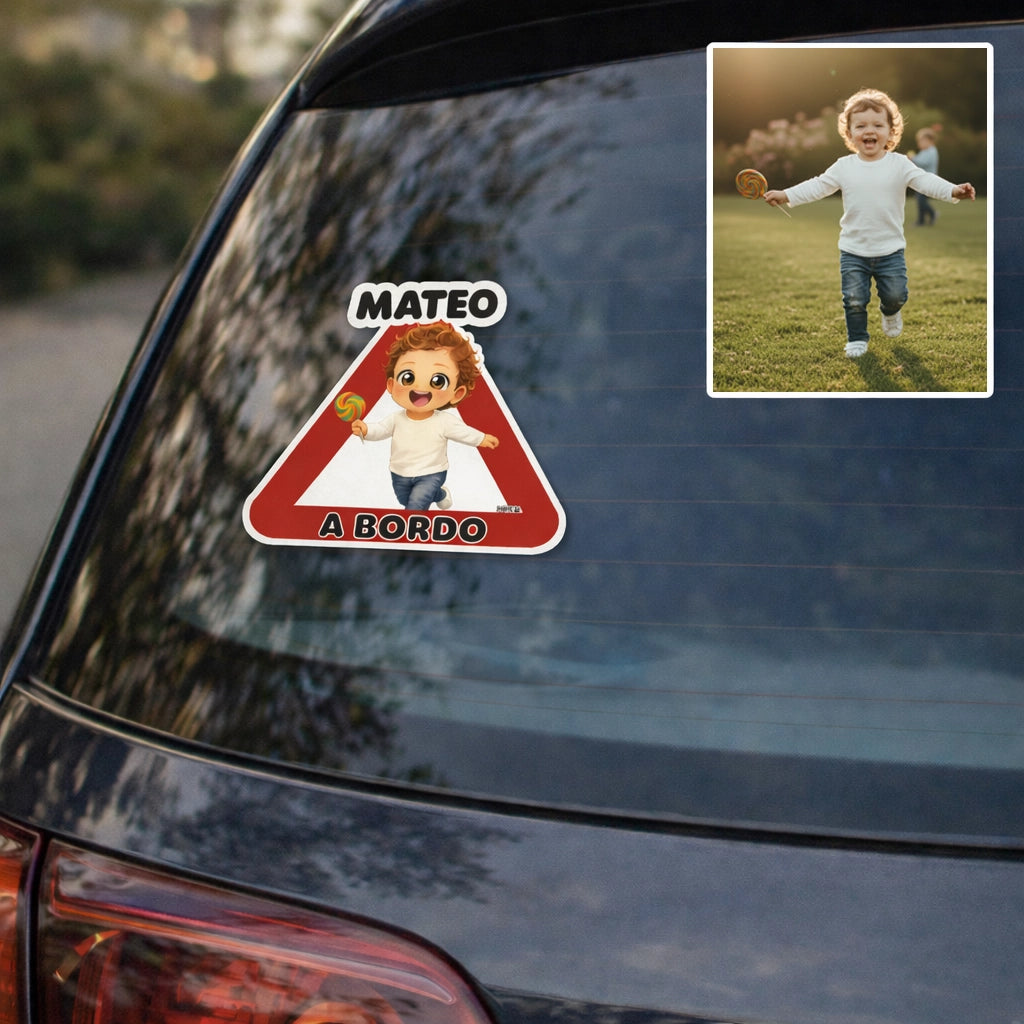 Pegatina Bebé a Bordo Personalizada – Ilustración desde Foto