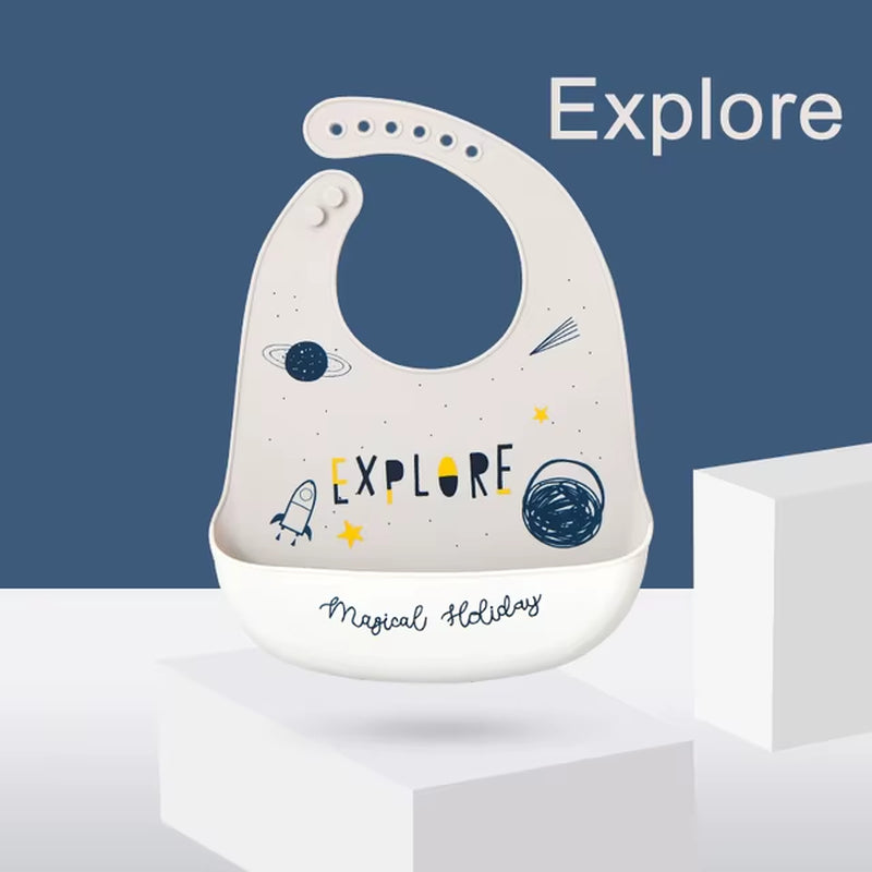 Babero de Silicona para Bebé con Recogedor – Impermeable, Ajustable y Fácil de Limpiar (BLW)